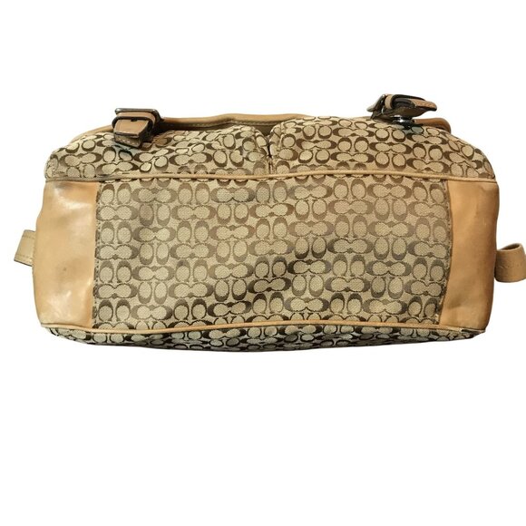 Coach mMessenger Bag Textile Monogram Crossbody Strap Tan READ DAMAGE - Picture 3 of 16